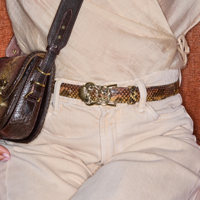 Tiger Eye Python Gold Ginko Baby Belt