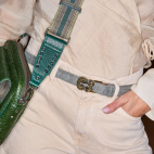Baby Ceinture Cuir Embossé Croco Gris Noeud