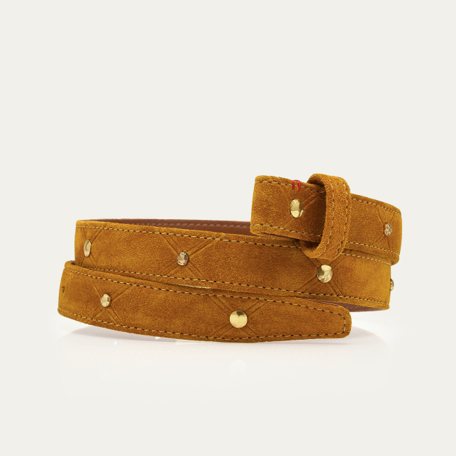 Studded Amber Suede Gold Ginko Baby Belt