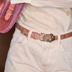 Washed Copper Python Gold Ginko Baby Belt