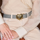 Ceinture Nubuck Embossé Croco Gris Perle Ex Voto