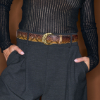 Tiger Eye Python Gold Half Moon Belt