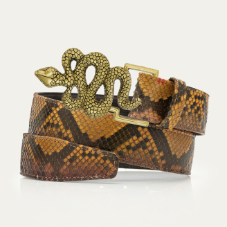Ceinture Python Oeil de Tigre Serpent Or