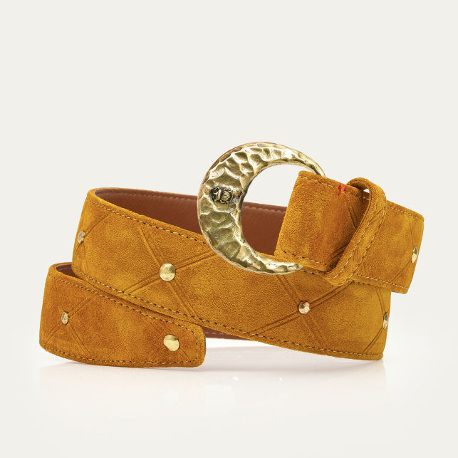 Golden Half Moon Ambre Suede Belt