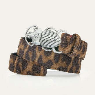 Leo Vintage Leather Silver Beetle Belt
