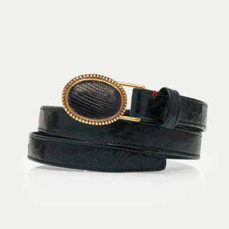 Baby Ceinture Cuir Vintage Noir Dallas Or