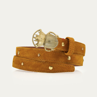 Baby Ceinture Suède Ambre Cloutée Scarabée Or