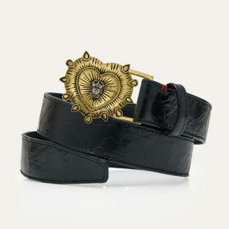 Ceinture Cuir Noir Vintage Ex Voto