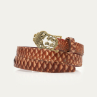 Washed Copper Python Gold Ginko Baby Belt