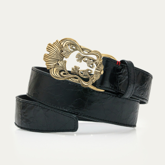 Ceinture Cuir Noir Vintage Ginko