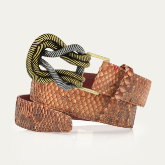 Ceinture Python Cuivre lavé Noeud