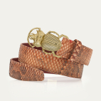 Ceinture Python Cuivre lavé Scarabée Or