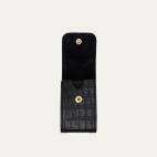 Etui Rouge à Levres Dita Cuir Embossé Croco Noir