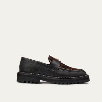 Black Ocelot Leather Mia Moccasins