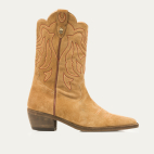 Embroidered Olive Leather Lucienne Boots