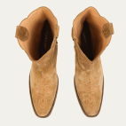 Embroidered Olive Leather Lucienne Boots