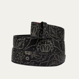Ceinture Cuir Nappa Noire Bandana