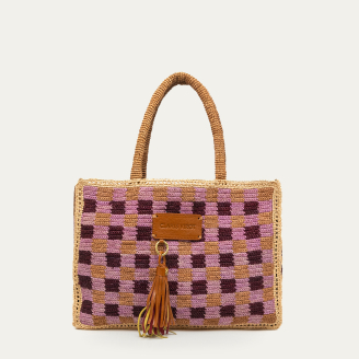Pompom Raffia Crochet Archi Bag