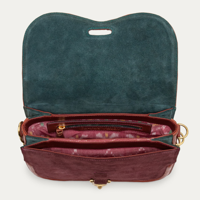 Sac Suède Manon Pourpre Brodée Faune et Flore