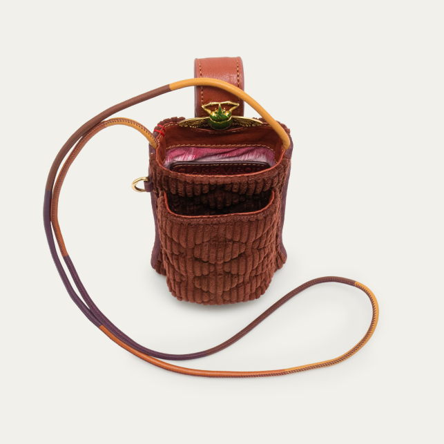 Etui a Telephone Tissu Double Marcus Brique Matelassée