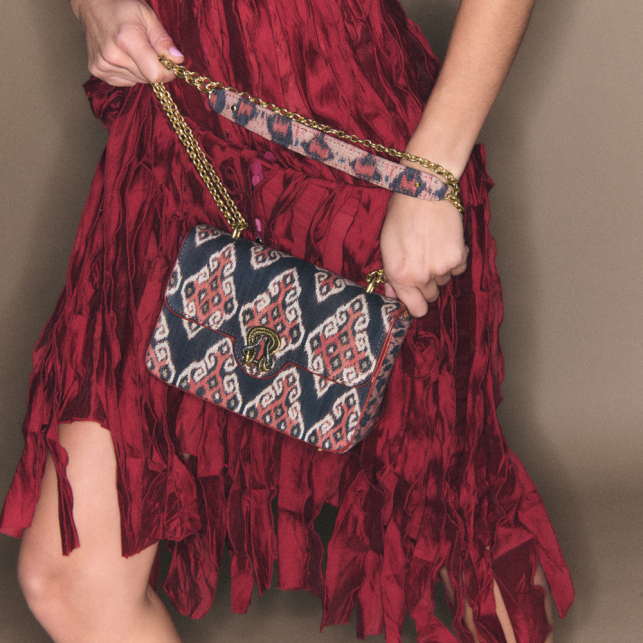 Red and Blue Vintage Fabric Ava Medium Bag