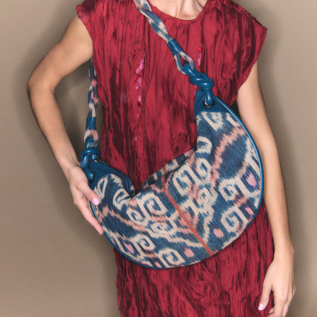 Red and Blue Vintage Fabric Big Chris Bag