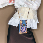 Etui à Telephone Cuir Double Marcus Patchwork de Tissus Lasso