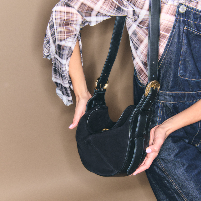 Sac Veau Velours Estelle Noir