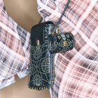Etui Airpod Jamie Cuir Noir Imprimé Bandana