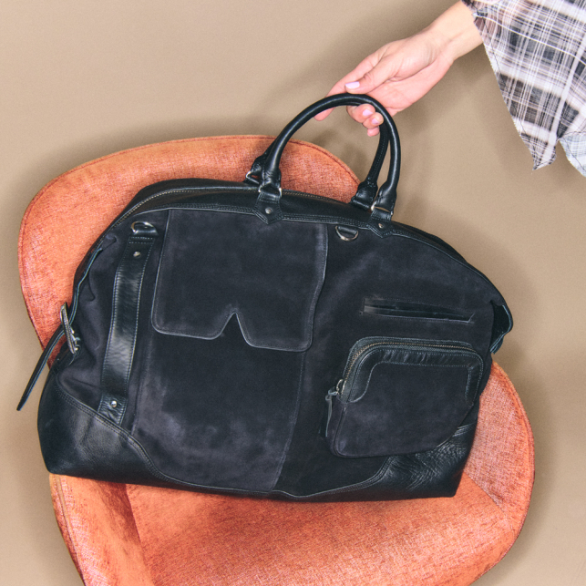 Sac de Voyage Veau Velours Vito Noir