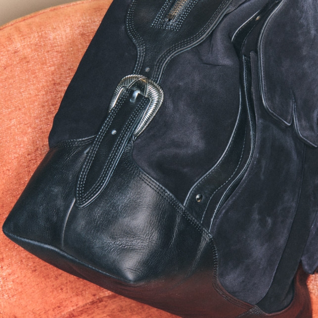 Sac de Voyage Veau Velours Vito Noir