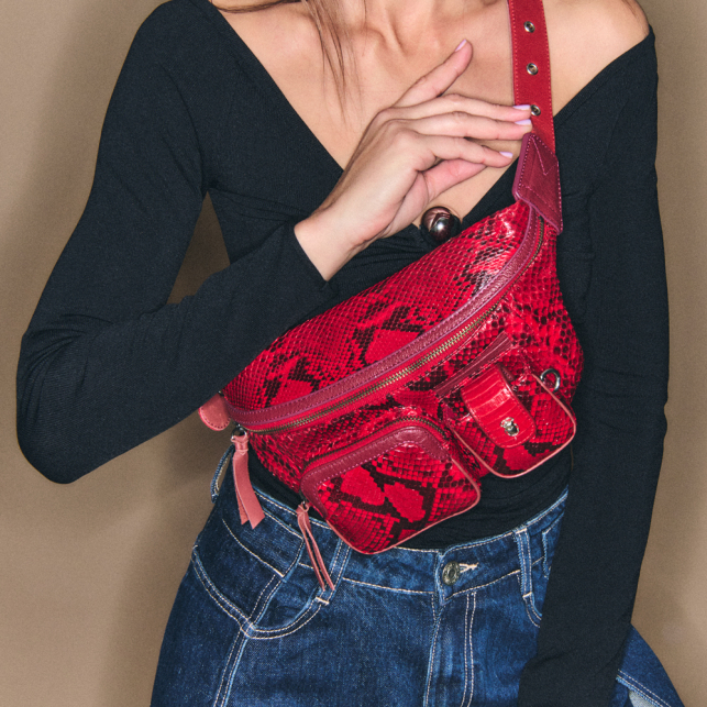 Sac Banane Python Romeo Rubis