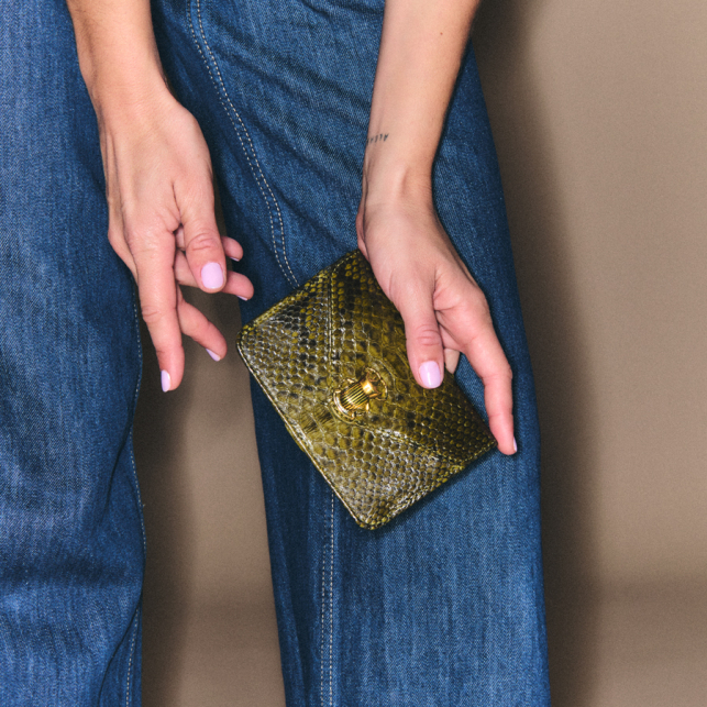 Porte Cartes Python Alex Dark Kaki