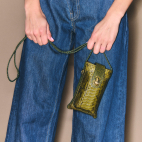 Etui à Telephone Double Marcus Python Vert Kaki