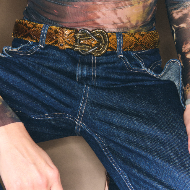Ranch Python Silver Gold Mixed Knot Belt