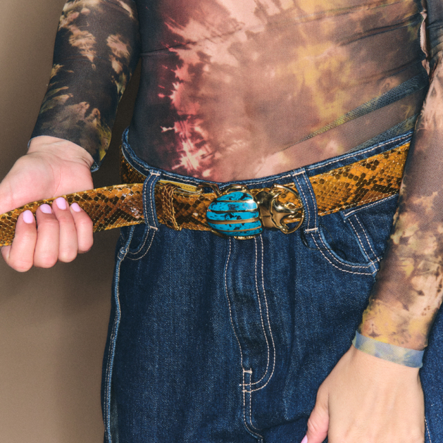 Ranch Python Golden Turquoise Beetle Belt