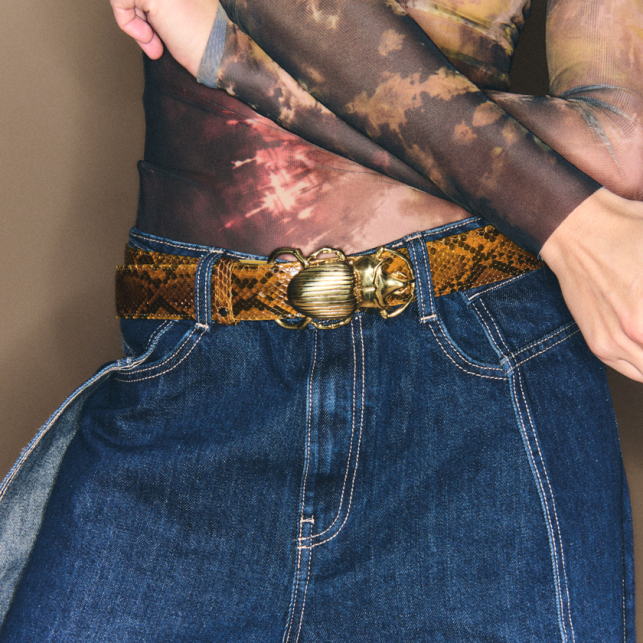 Ceinture Python Ranch Scarabée Or