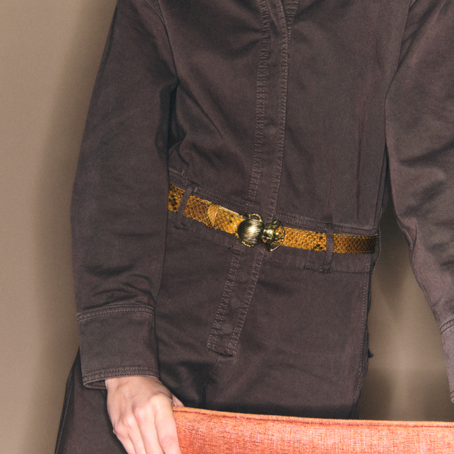 Baby Ceinture Python Ranch Scarabée Doré