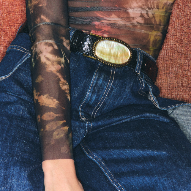 Ceinture Python Noir Dallas Nacre