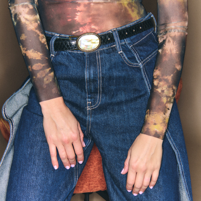 Baby Ceinture Python Noir Dallas Nacre