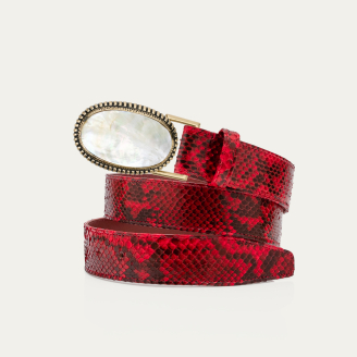 Ceinture Python Rubis Dallas Or et Nacre