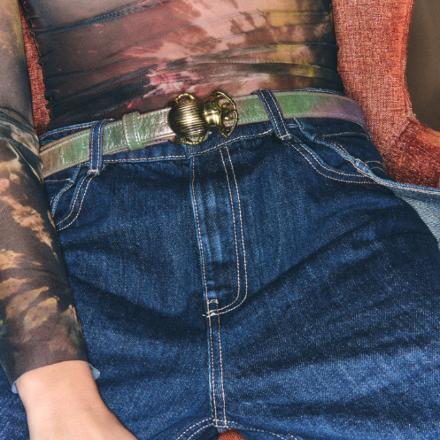 Moon Leather Gold Beetle Baby Belt