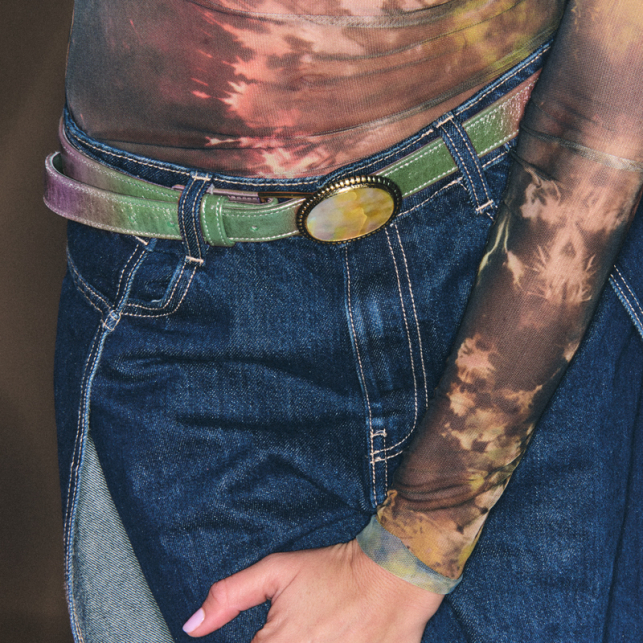 Baby Ceinture Cuir Lune Dallas Or et Nacre