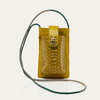 Sulfur Yellow Python Phone Bag Double Marcus