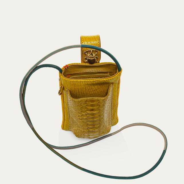Sulfur Yellow Python Phone Bag Double Marcus