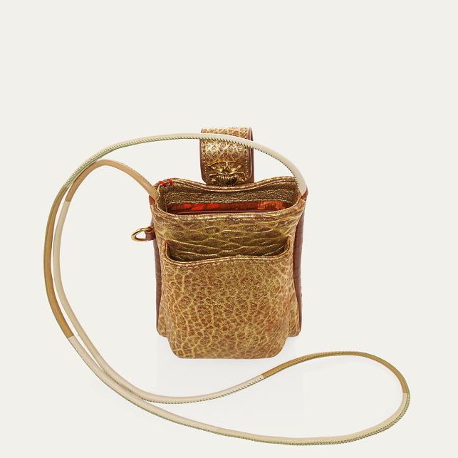 Antic Gold Bubble Leather Phone Bag Double Marcus