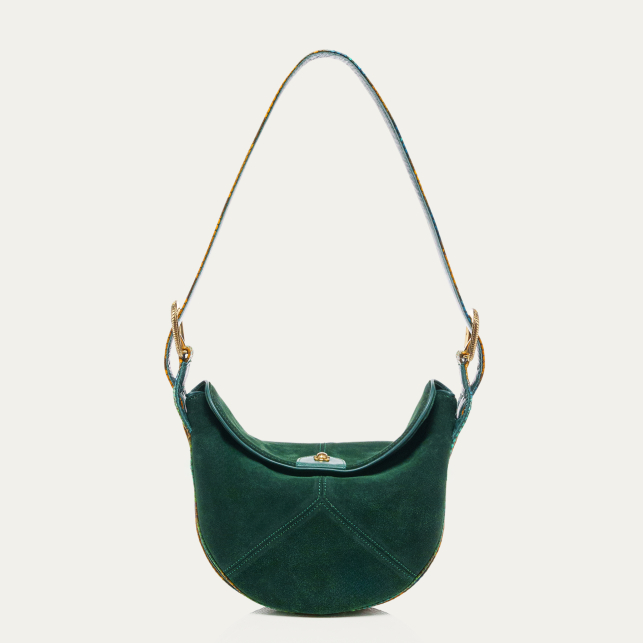Jade Green Thick Suede & Blue Lotus Python Estelle Bag