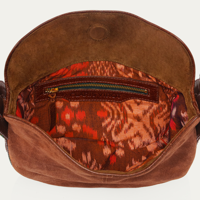 Cognac Thick Suede & Oasis Python Estelle Bag