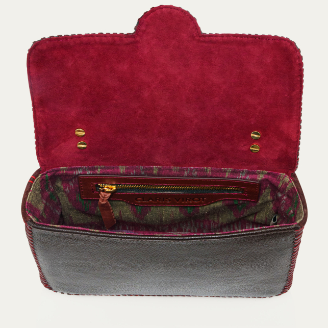 Sac Cuir Big Ava Brodé Brun
