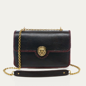Sac Cuir Big Ava Brodé Brun